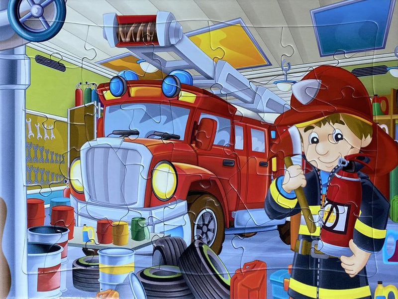 Firemans Workshop (Tray Puzzle) Jigsaw Puzzle by Artist QPuzzles and Manufactured by QPuzzles in Queensland