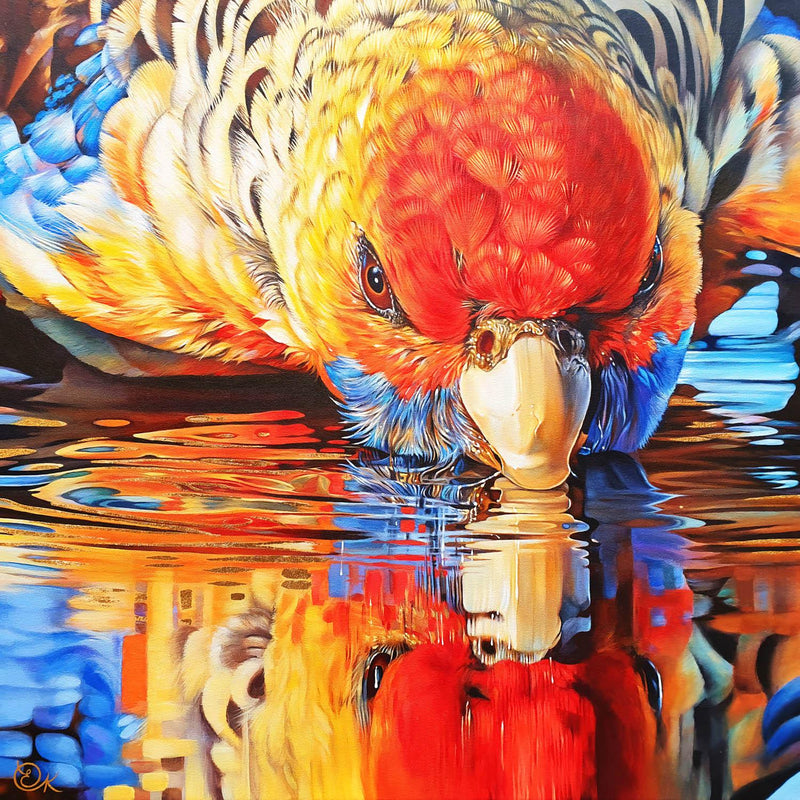 Golden Hour - Adelaide Rosella (Square) Jigsaw Puzzle by Artist Elena Kolotusha and Manufactured by QPuzzles in Queensland