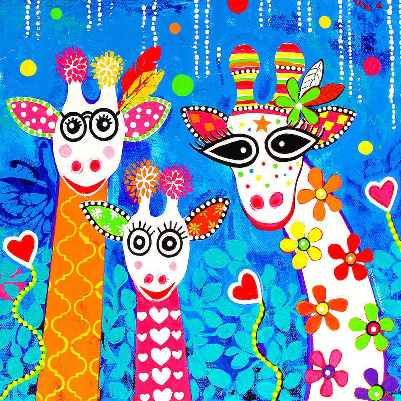 The Gee Gee Giraffes (Square) Jigsaw Puzzle by Artist Donna Sharam and Manufactured by QPuzzles in Queensland