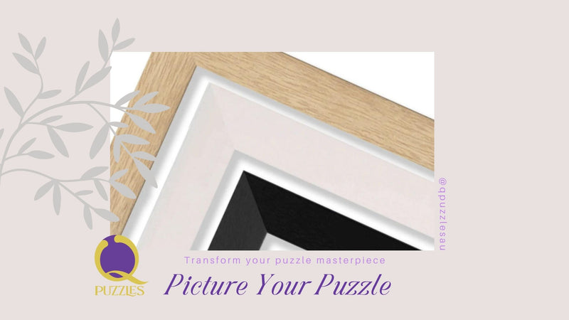 Puzzle frame is available in Black, White, and Natural Oak finishes to complement any décor.