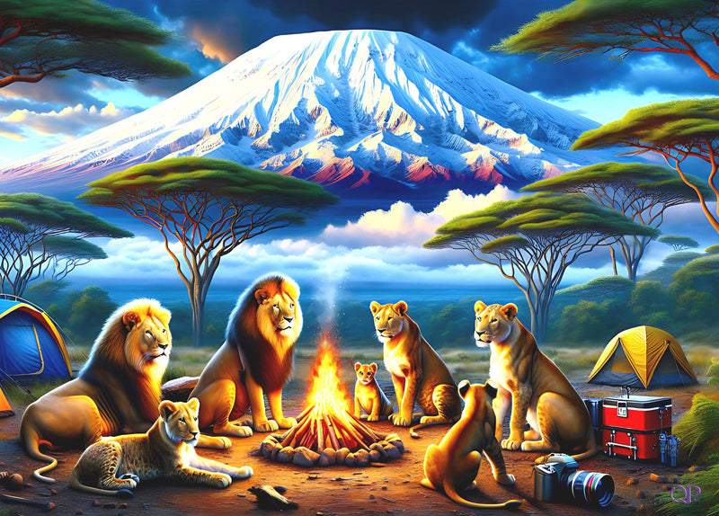 African Animals Camping - Lions (Landscape)