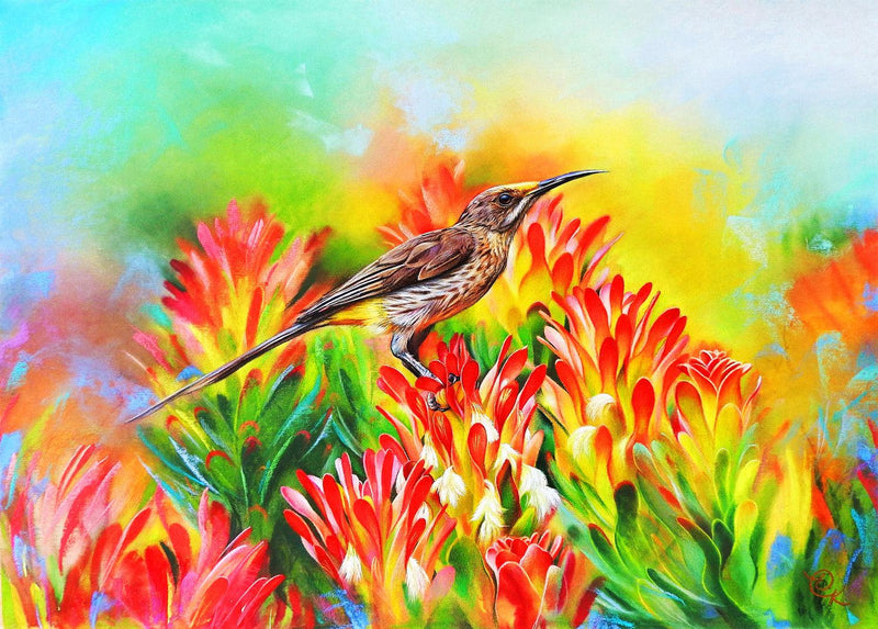 Among Proteas - Cape Sugarbird (Landscape) QPuzzles