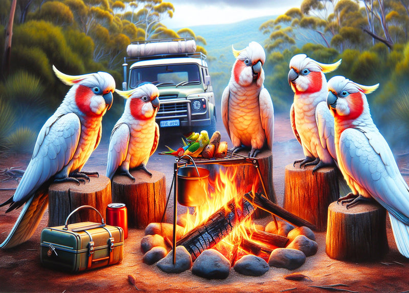 Aussie Animals Camping - Galahs (Landscape)