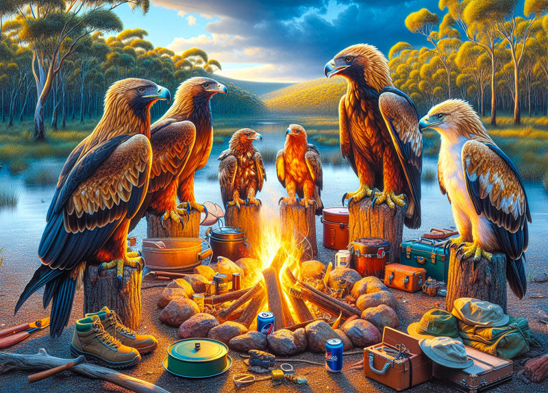 Aussie Animals Camping - WedgeTailEagles (Landscape)