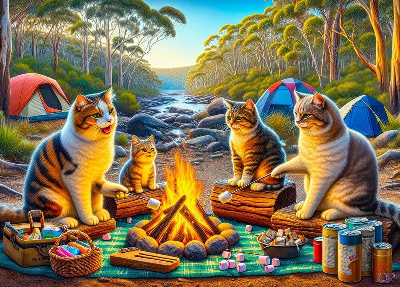 Aussie Animals Camping - Cats (Landscape)