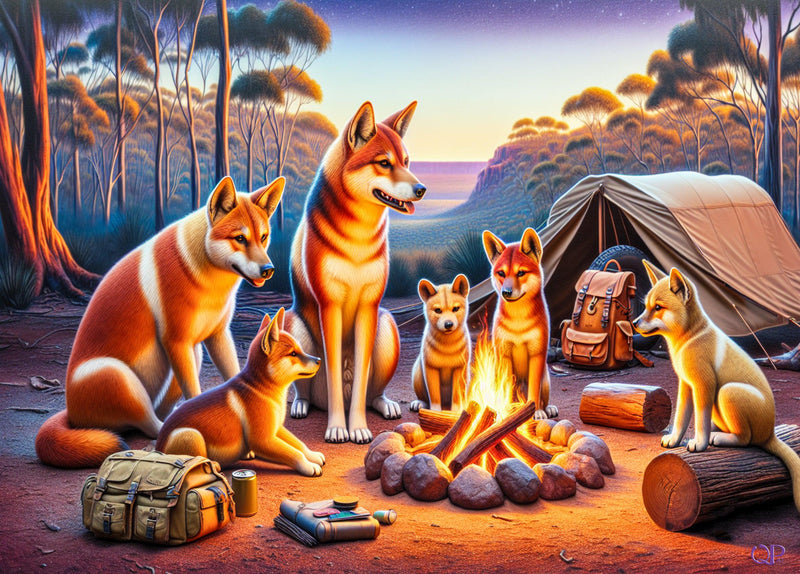 Aussie Animals Camping - Dingoes (Landscape)