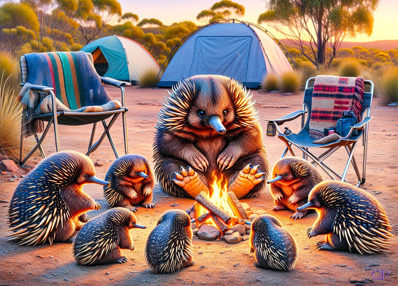 Aussie Animals Camping - Echidnas (Landscape)