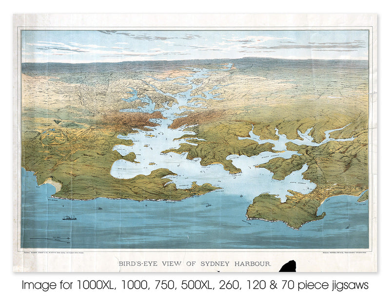 Bird's eye view of Sydney Harbour, circa 1890 -1900