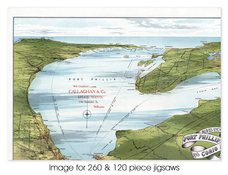 Bird's eye view of Port Phillip & Corio Bay, circa 1905