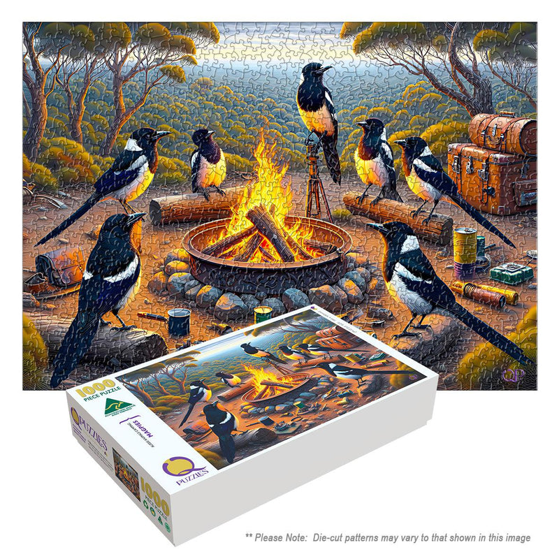 Aussie Animals Camping - Magpies (Landscape)