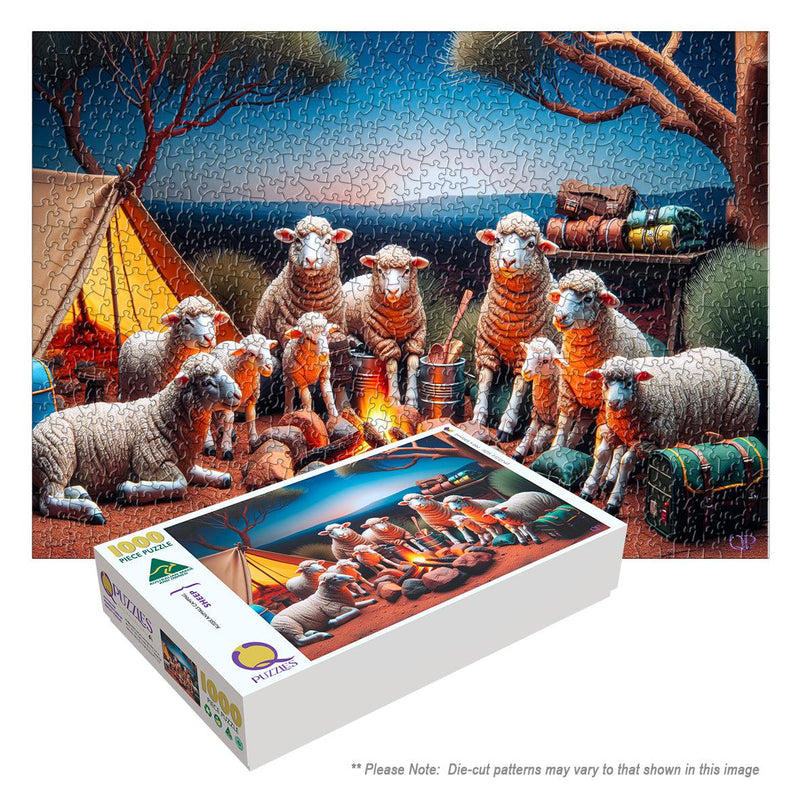 Aussie Animals Camping - Sheep (Landscape)