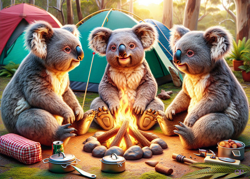 Aussie Animals Camping - Koalas (Landscape)