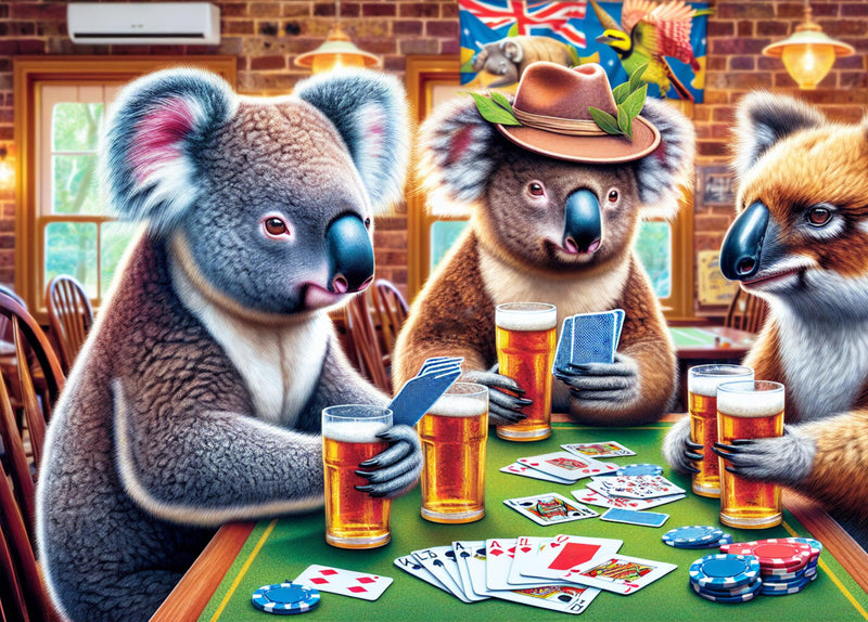 Card Playing Koalas (Landscape)