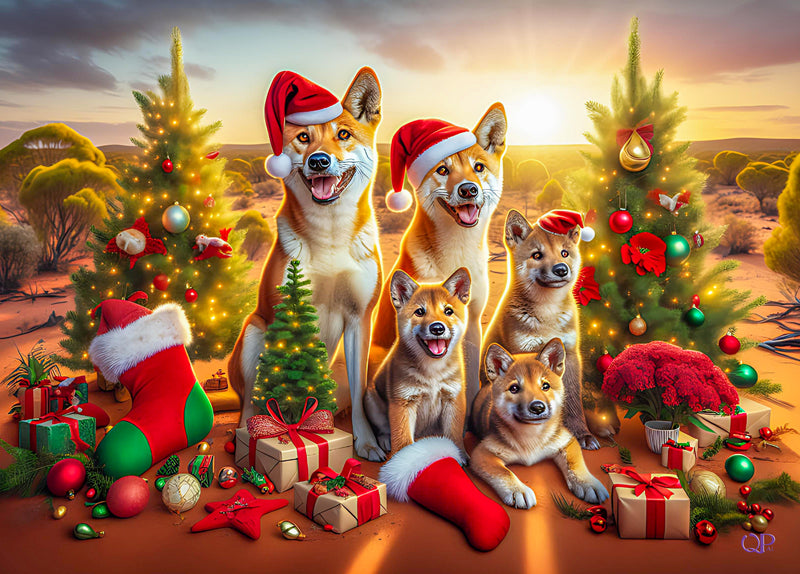 Christmas Dingoes (Landscape)