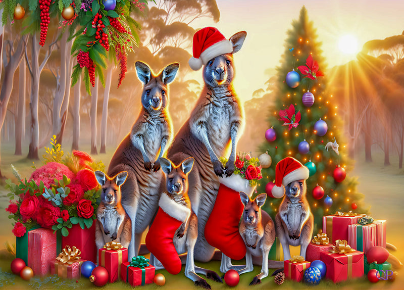 Christmas Kangaroos (Landscape)