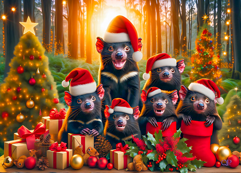 Christmas Tassie Devils (Landscape)