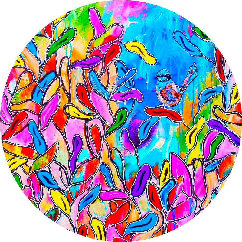 Colourful Blue Wren (Round) QPuzzles