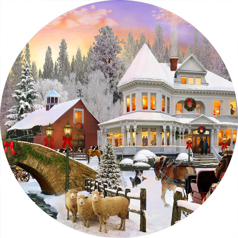 Country Christmas (Round) Jigsaw Puzzle by Artist MGL Licensing and Manufactured by QPuzzles in Queensland