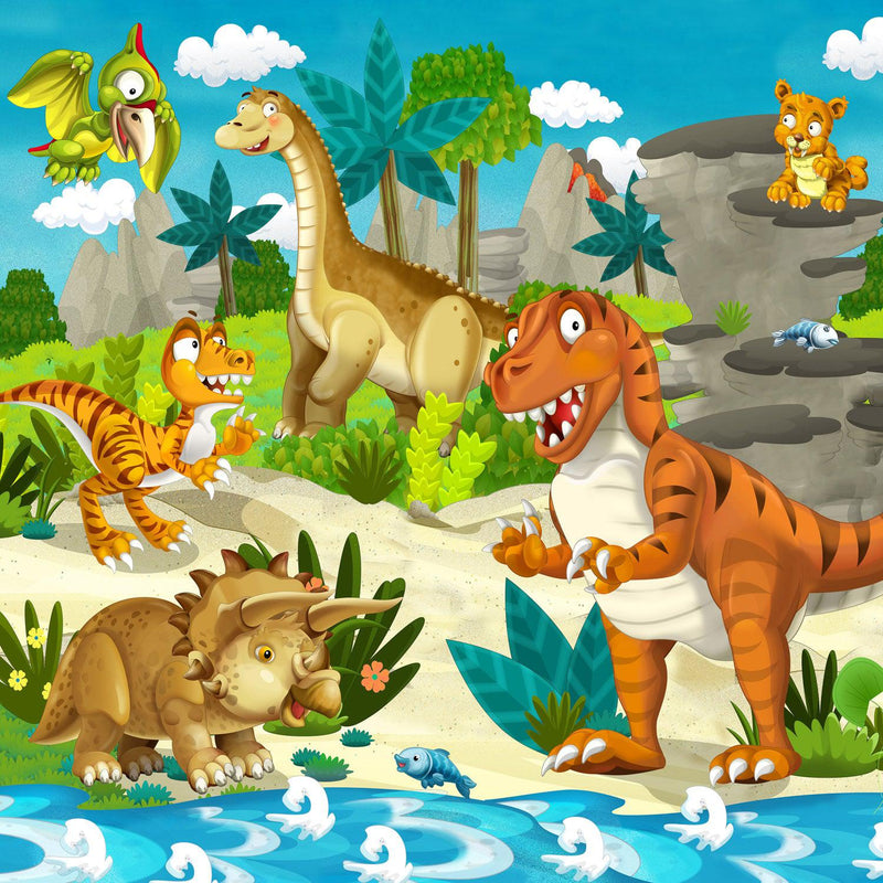 Dinosaur Land (Square) Jigsaw Puzzle by Artist QPuzzles and Manufactured by QPuzzles in Queensland