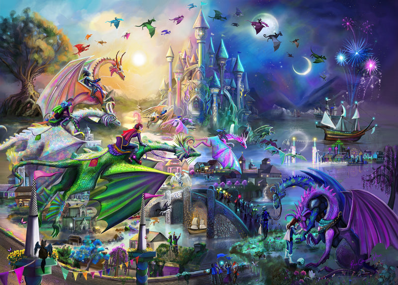 Dragons Race Into The Night (Landscape)