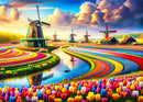 Tulips & Mills (Landscape)