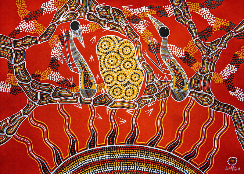 Emu Dance (Landscape) Jigsaw Puzzle by Artist Lionel Phillips and Manufactured by QPuzzles in Queensland