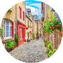 European Village Street (Round) Jigsaw Puzzle by Artist QPuzzles and Manufactured by QPuzzles in Queensland