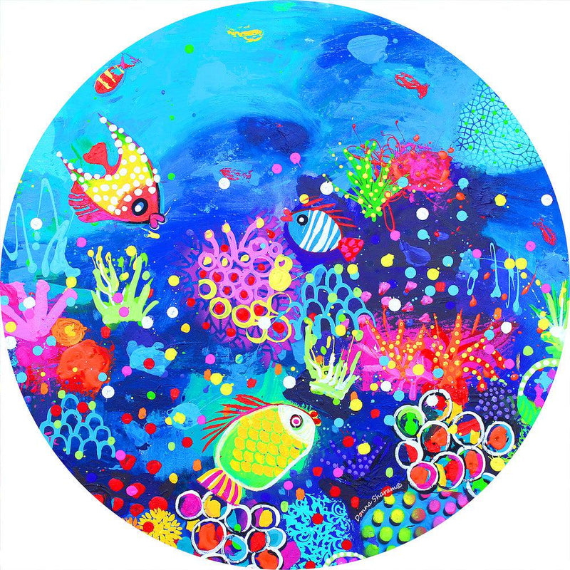 Fishbowl (Round) Jigsaw Puzzle by Artist Donna Sharam and Manufactured by QPuzzles in Queensland