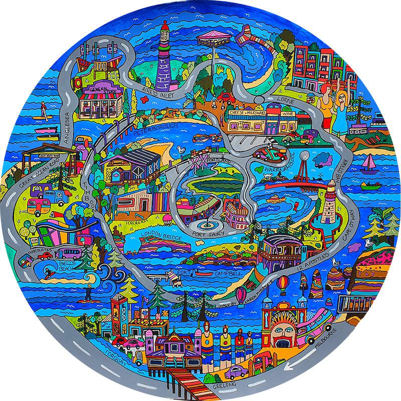 Great Ocean Road Trip (Round) Jigsaw Puzzle by Artist Karen McKenzie and Manufactured by QPuzzles in Queensland