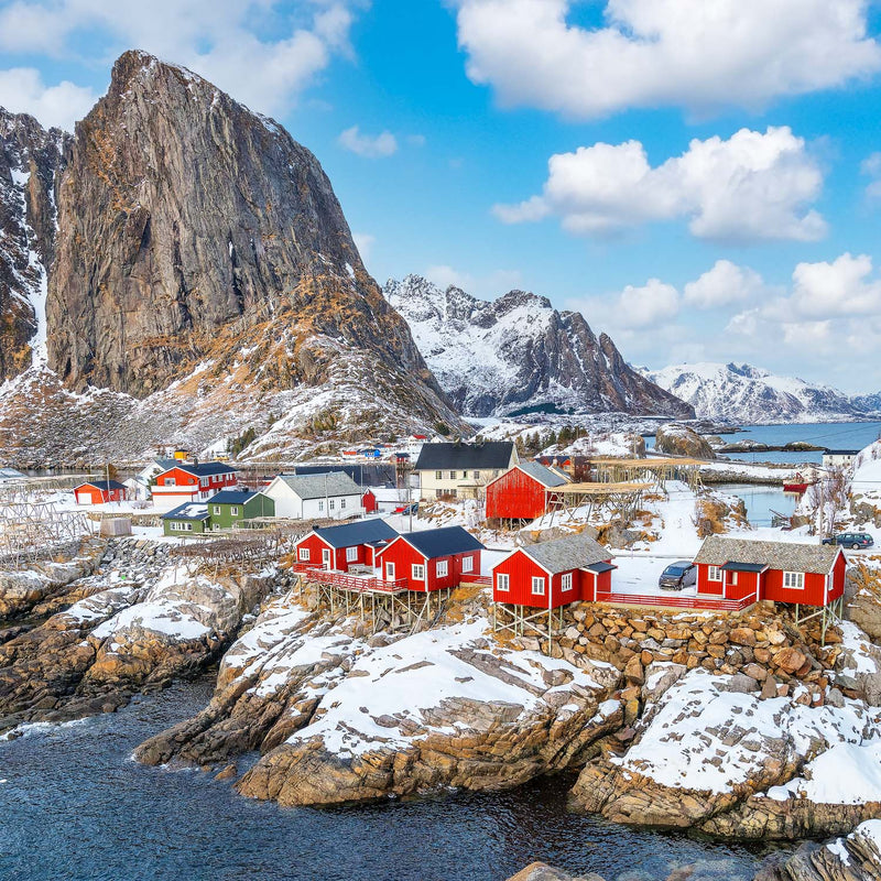 Hamnoy Village (Square) Jigsaw Puzzle by Artist Jaime Dormer and Manufactured by QPuzzles in Queensland