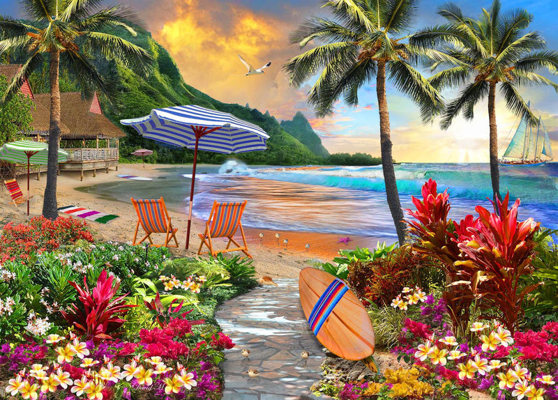 Hawaiian Life (Landscape) Jigsaw Puzzle by Artist MGL Licensing and Manufactured by QPuzzles in Queensland