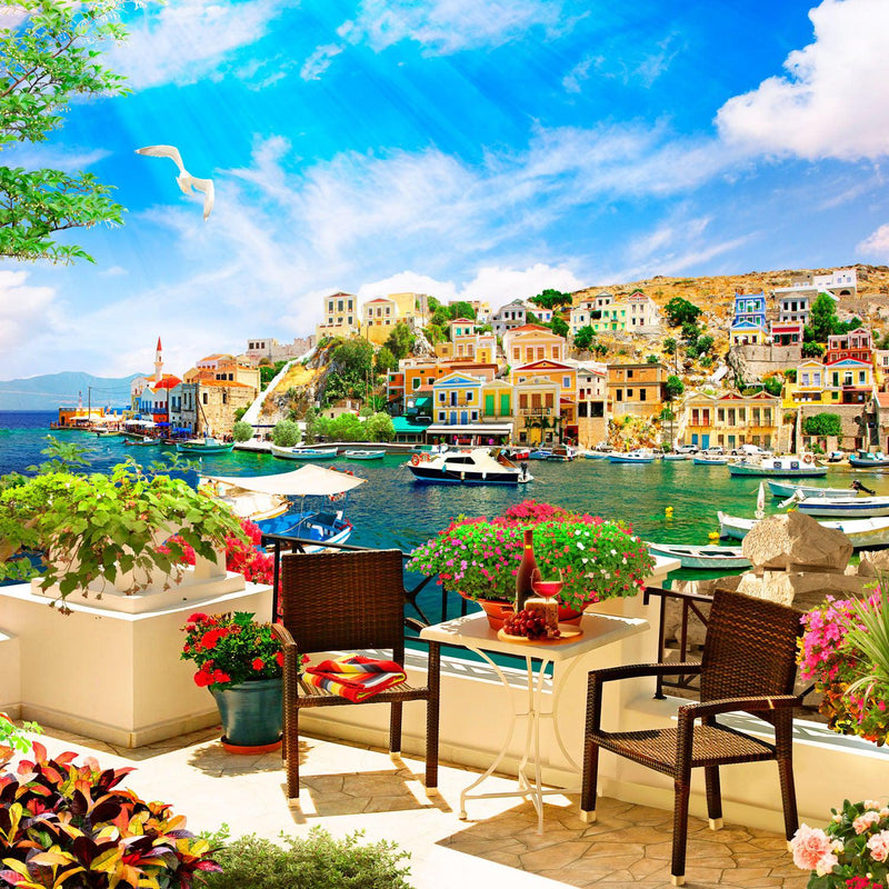 Mediterranean Terrace (Square) Jigsaw Puzzle by Artist QPuzzles and Manufactured by QPuzzles in Queensland