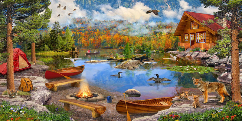 Mountain Lake (Panorama) Jigsaw Puzzle by Artist MGL Licensing and Manufactured by QPuzzles in Queensland