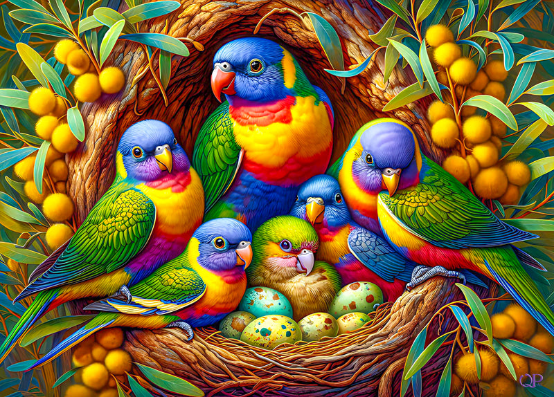 Nesting Parrots (Landscape)