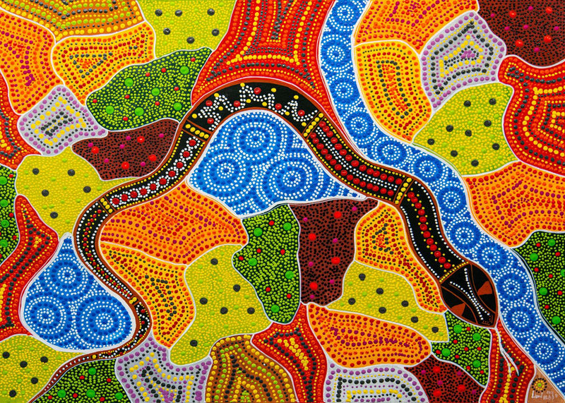 Rainbow Serpent Creation II (Landscape) Jigsaw Puzzle by Artist Lionel Phillips and Manufactured by QPuzzles in Queensland