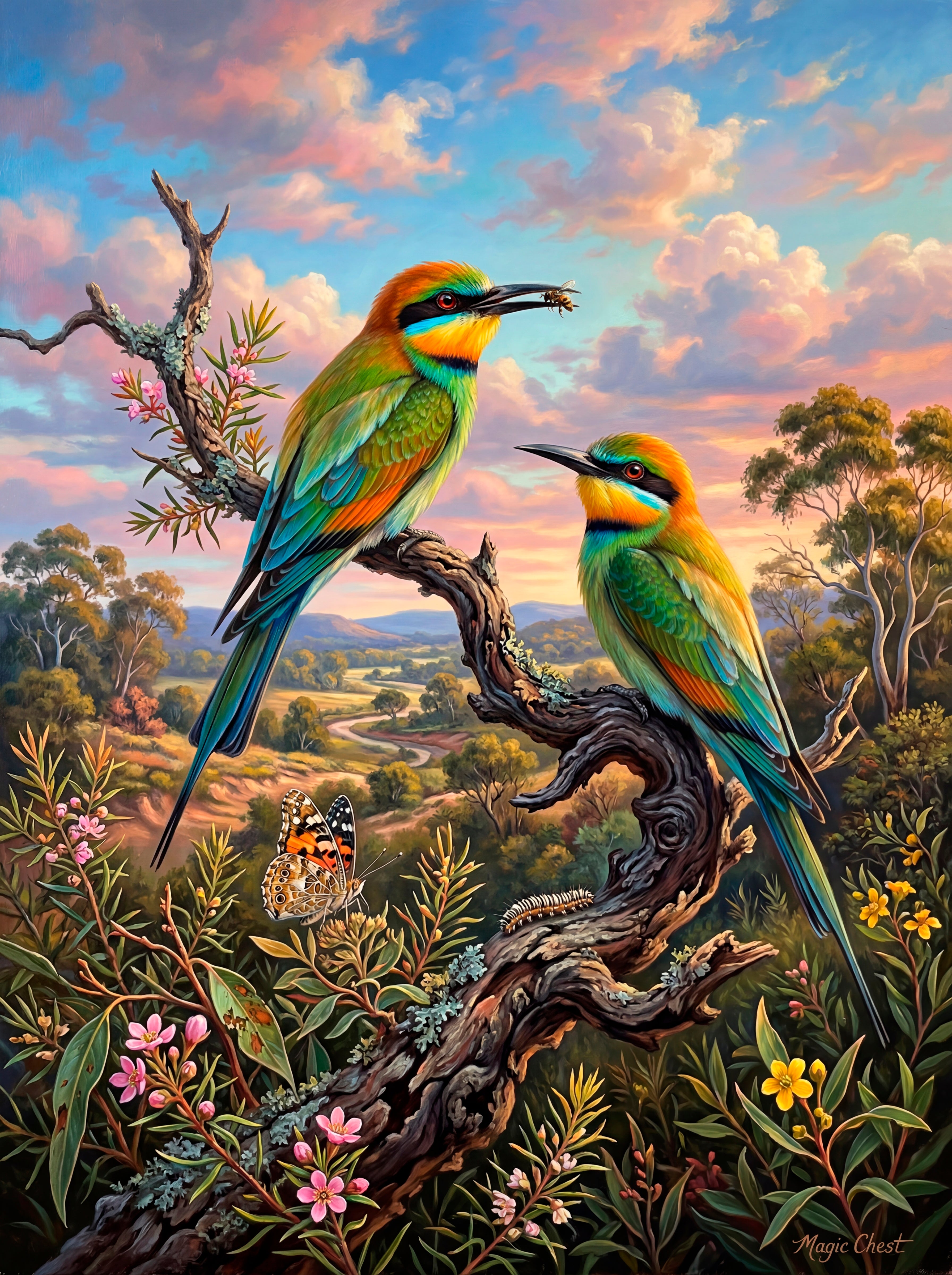 Rainbow Bee Eaters (Portrait) - Puzzles Qld Pty Ltd