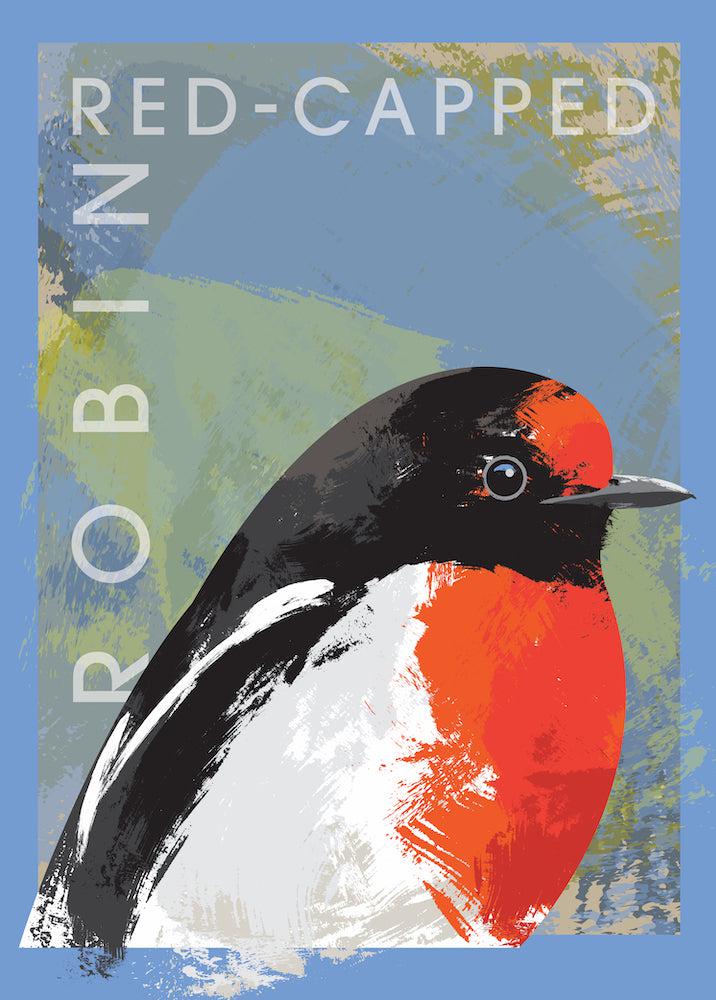 Red-Capped Robin (Portrait) Jigsaw Puzzle by Artist Robert Mancini and Manufactured by QPuzzles in Queensland