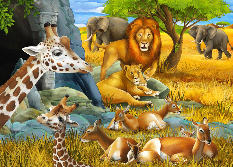 Safari Animals (Landscape) Jigsaw Puzzle by Artist QPuzzles and Manufactured by QPuzzles in Queensland