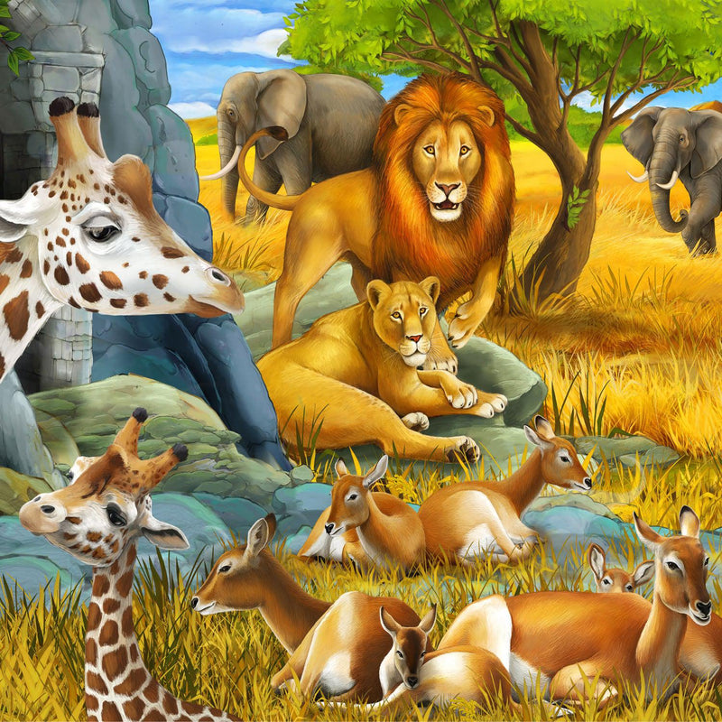 Safari Animals (Square) Jigsaw Puzzle by Artist QPuzzles and Manufactured by QPuzzles in Queensland