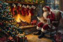 Santa Reading by the Fireplace (Landscape)