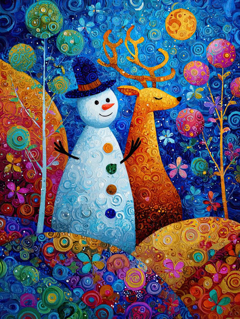 Snowman & the Reindeer (Portrait)