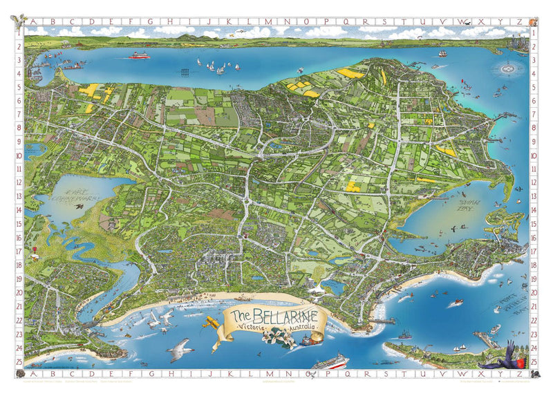 The Bellarine Map (Landscape) Jigsaw Puzzle by Artist Melinda Clarke and Manufactured by QPuzzles in Queensland