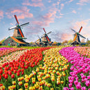 Tulips & Mills (Square) Jigsaw Puzzle by Artist QPuzzles and Manufactured by QPuzzles in Queensland