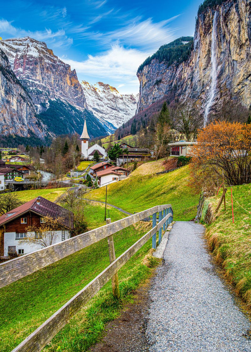 Valley of Lauterbrunnen (Portrait) Jigsaw Puzzle by Artist James Dormer and Manufactured by QPuzzles in Queensland