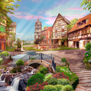 Village Bridge (Square) Jigsaw Puzzle by Artist QPuzzles and Manufactured by QPuzzles in Queensland