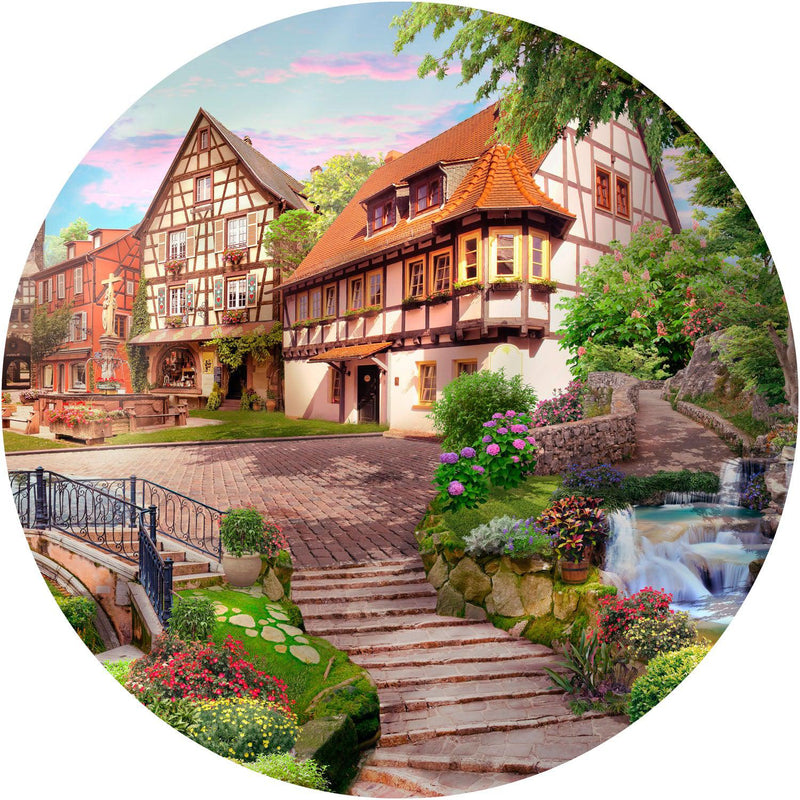 Village Walk (Round) Jigsaw Puzzle by Artist QPuzzles and Manufactured by QPuzzles in Queensland