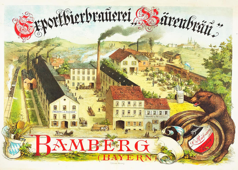 Werbeplakat Baren brauerei Bamberg 1900 (Landscape) Jigsaw Puzzle by Artist QPuzzles and Manufactured by QPuzzles in Queensland