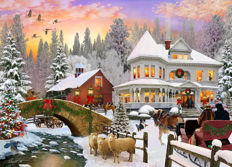 Country Christmas (Landscape) Jigsaw Puzzle by Artist MGL Licensing and Manufactured by QPuzzles in Queensland